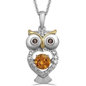 Sparkling Owl Natural Gemstone Necklace
